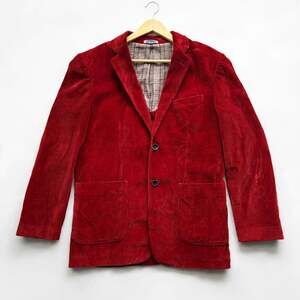 Johnston & Murphy Men's Red Corduroy 2-Button Blazer Notch Lapel